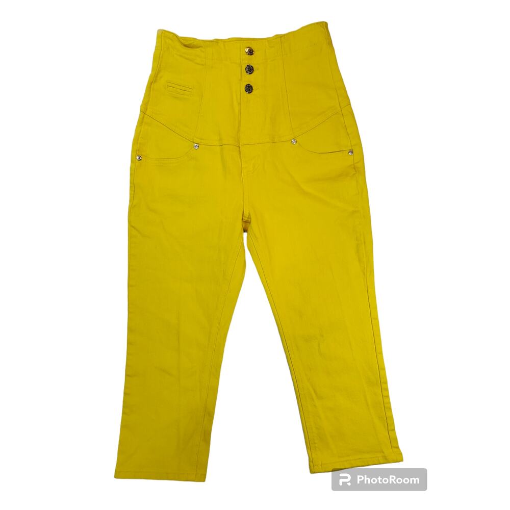 Virgin Only | Yellow, Ultra High Waist, Capri Pants | Size 6 (Junior 7)